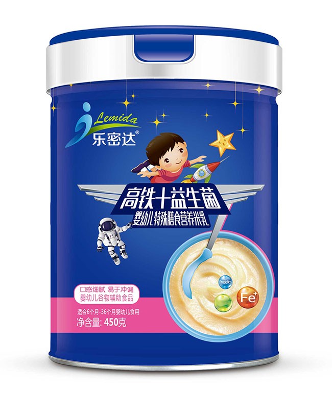 乐密达  高铁+益生菌婴幼儿特膳米乳  450g