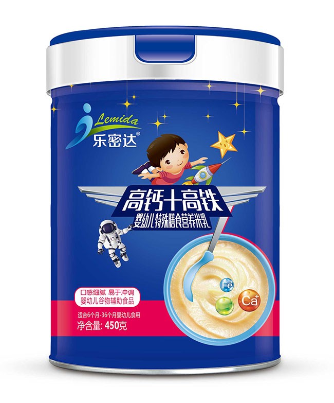 乐密达  高钙+高铁婴幼儿特膳米乳  450g