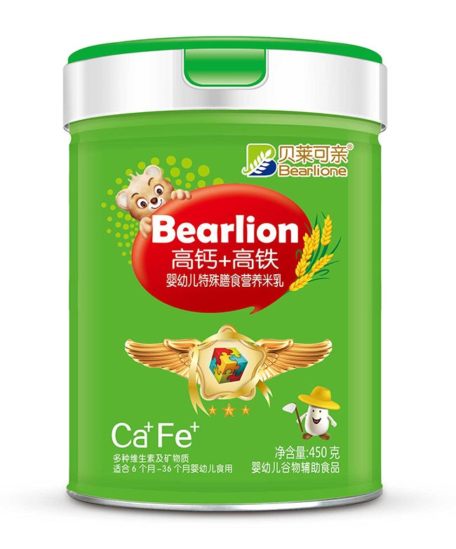 贝莱可亲  高钙+高铁婴幼儿特膳米乳  450g