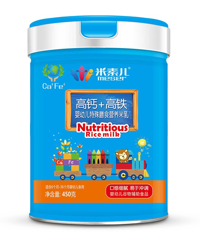 米素儿  高钙+高铁特膳米乳  450g